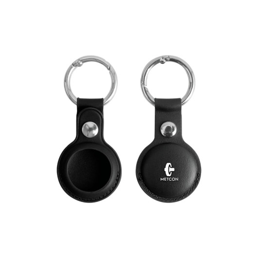 PU Leather Keyring AirTag Holders Black